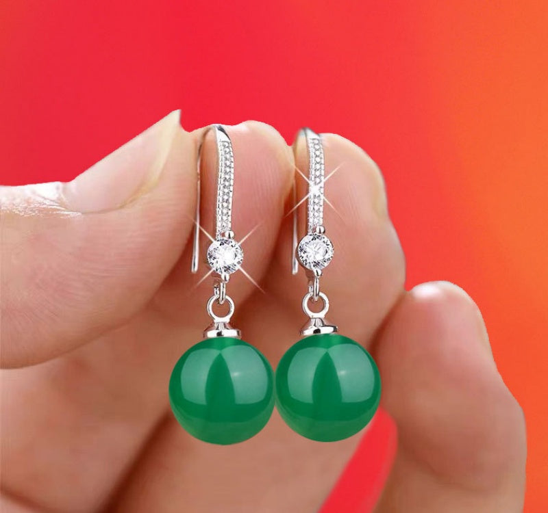 Crystal Accent Teardrop Pearl Hook Earrings - NO05
