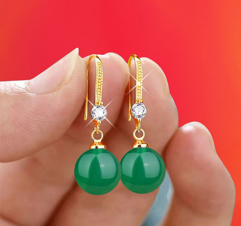 Crystal Accent Teardrop Pearl Hook Earrings - NO10