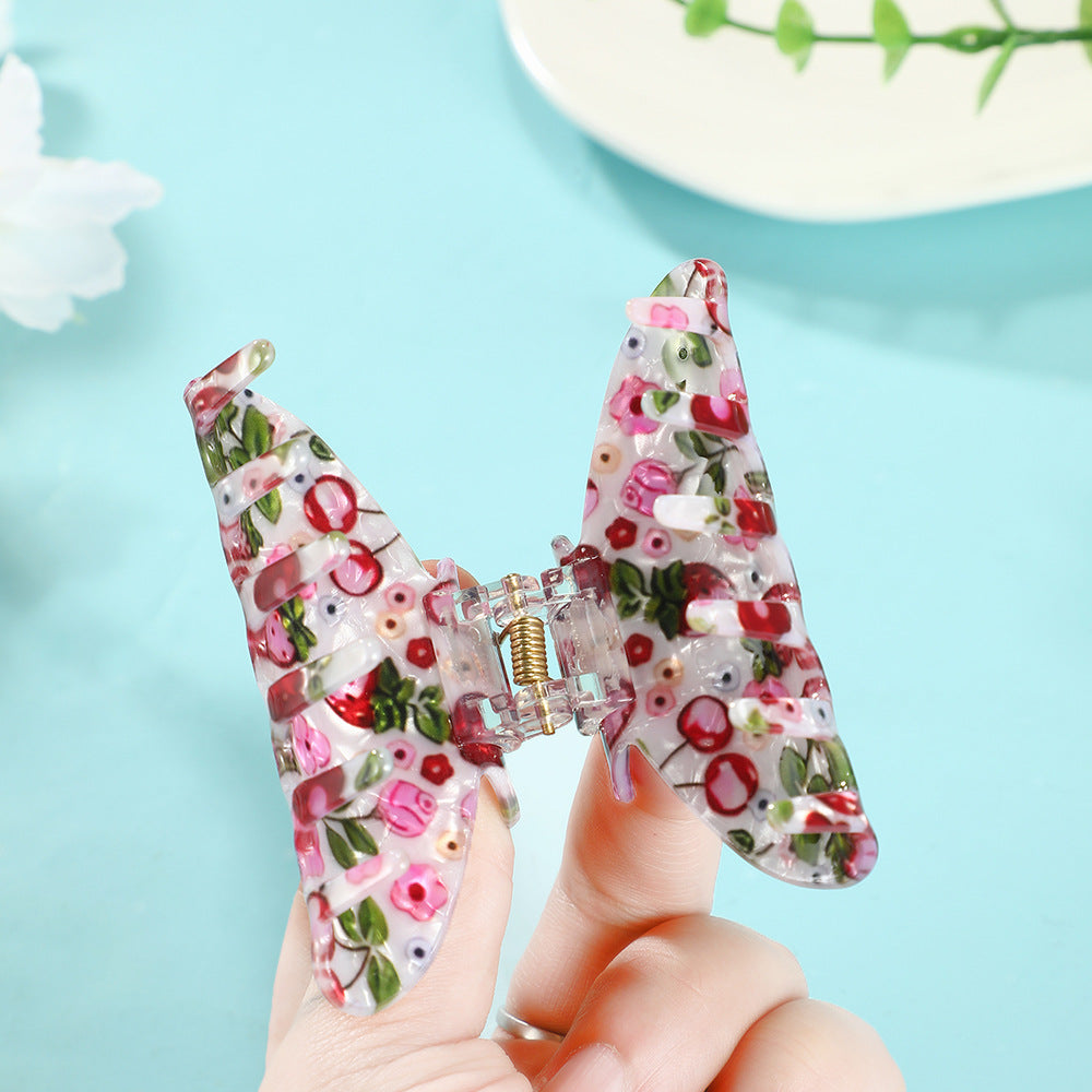 Pressed Floral Print Bow Claw Clip - view 1