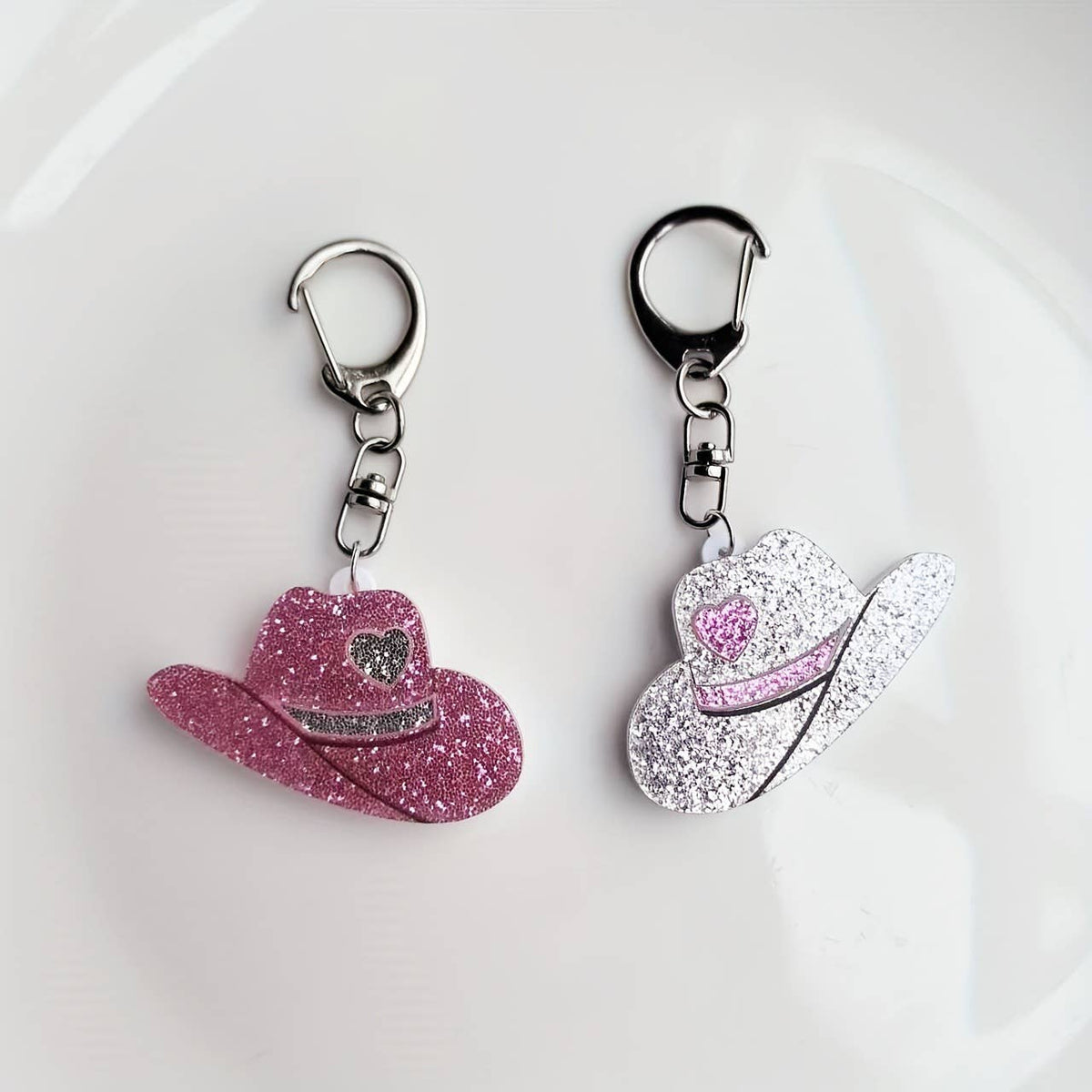 Glitter Cowboy Hat Keychain Charm