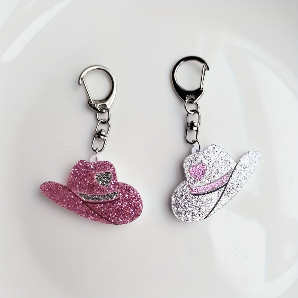Glitter Cowboy Hat Keychain Charm - view 1