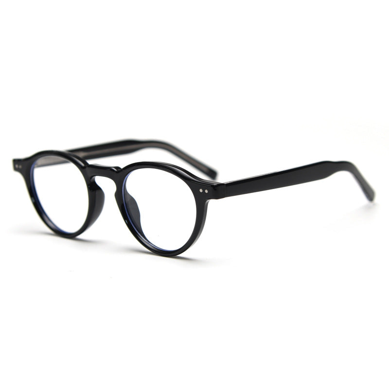 Round Acetate Optical Frames With Keyhole Bridge - Black