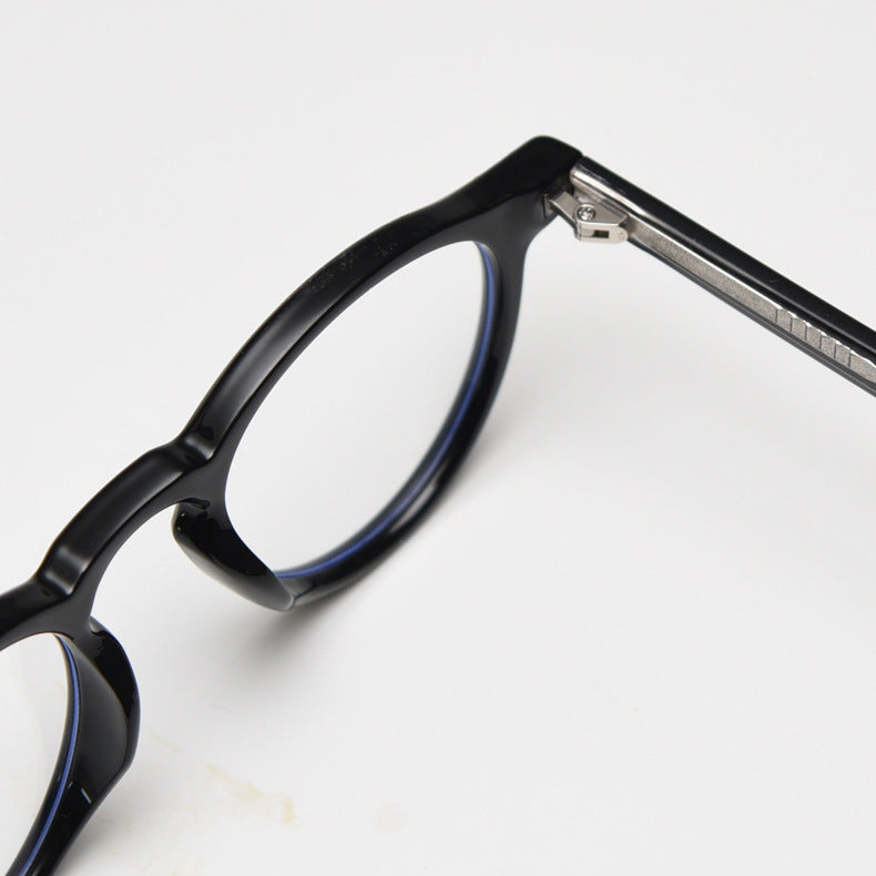 Round Acetate Optical Frames With Keyhole Bridge - Black - 2