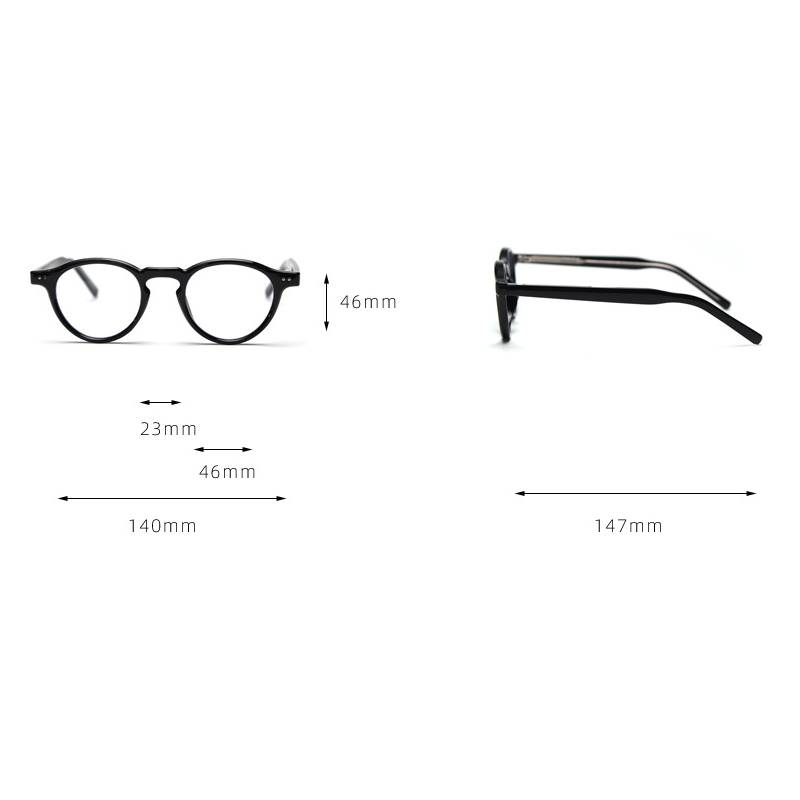 Round Acetate Optical Frames With Keyhole Bridge - Black - 4