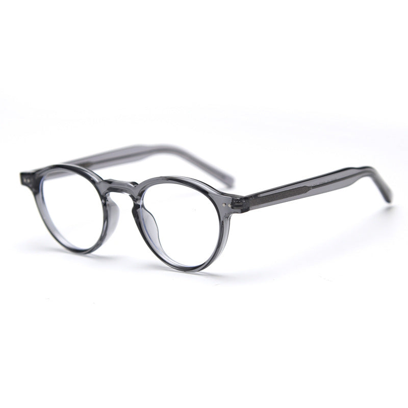 Round Acetate Optical Frames With Keyhole Bridge - Grey