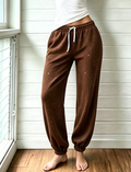 Sparkle Embellished Cuffed Jogger Pants - Brown