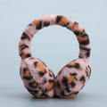 Leopard Print Faux Fur Plush Earmuffs - Pink Leopard