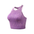 Washed Rib Racerback Longline Sports Bra - Purple
