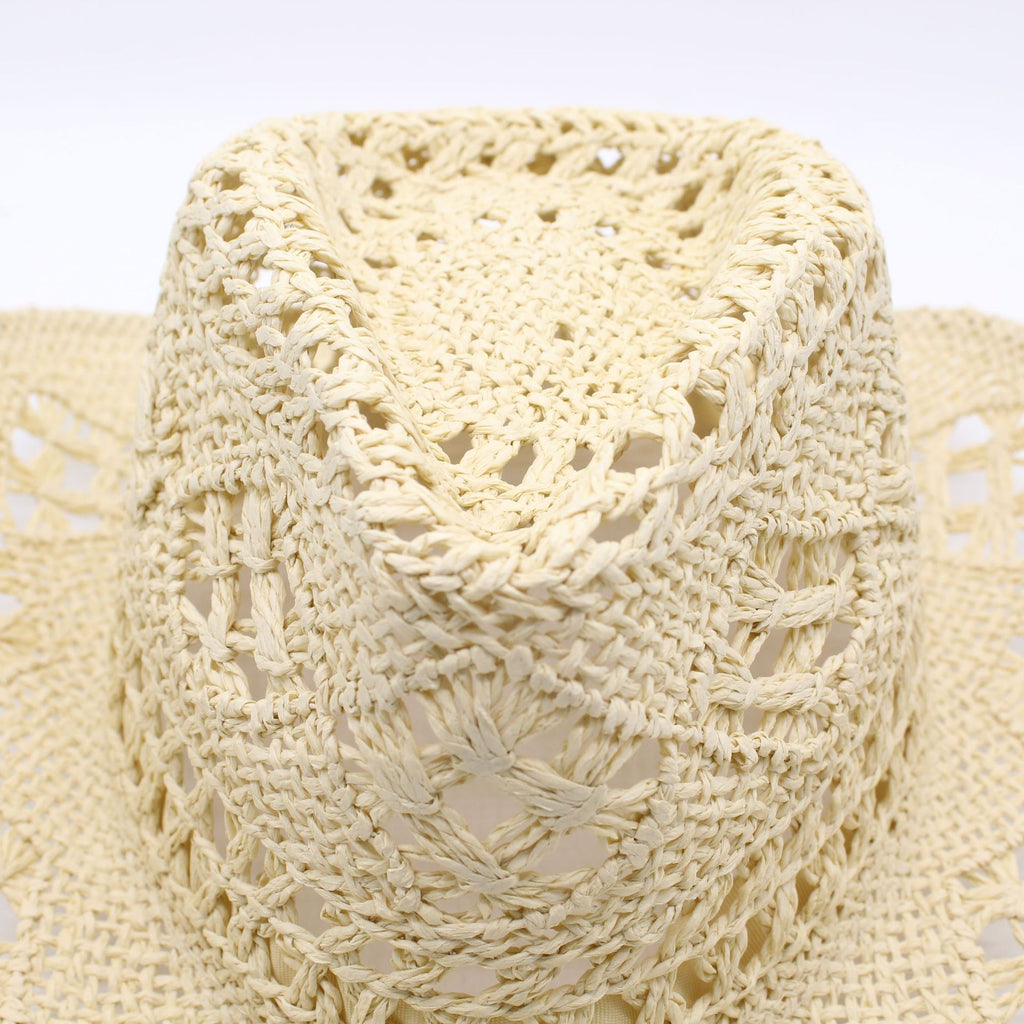 Pearl Trim Western Straw Cowboy Hat - view 2