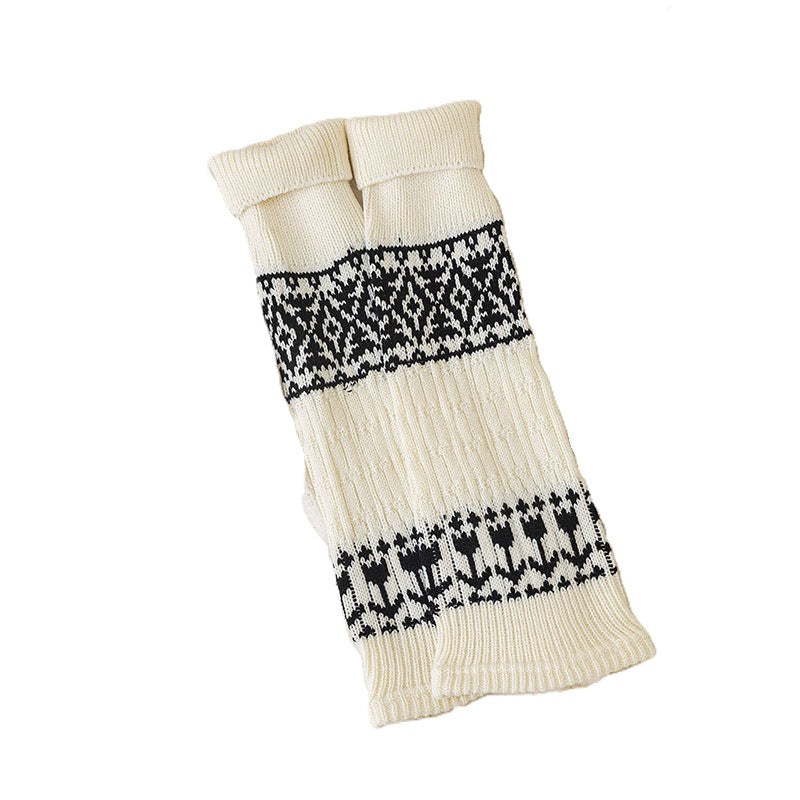 Nordic Knit Boot Cuff Leg Warmers - Beige