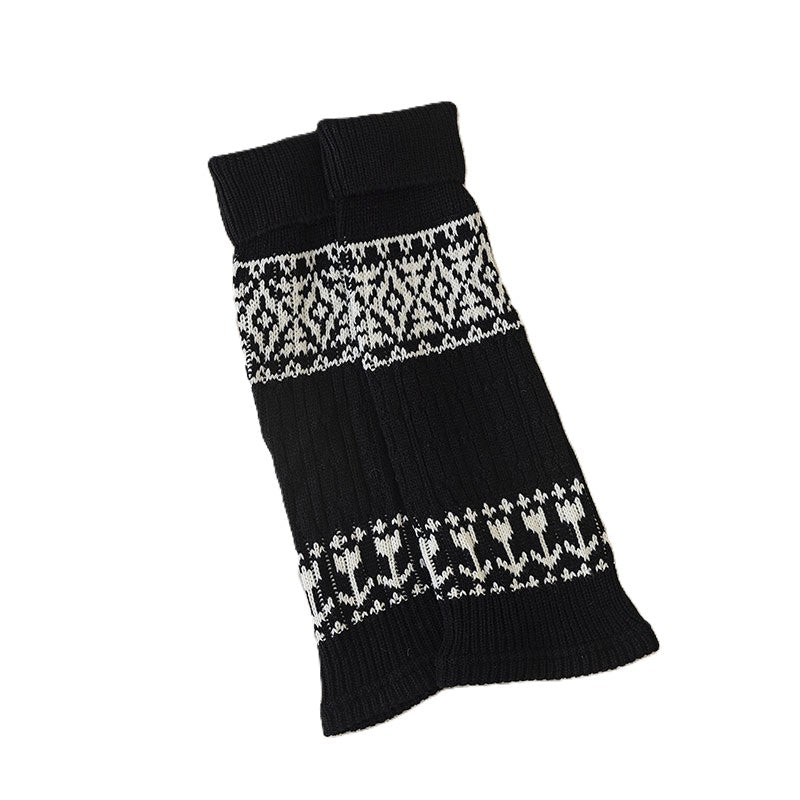Nordic Knit Boot Cuff Leg Warmers - Black