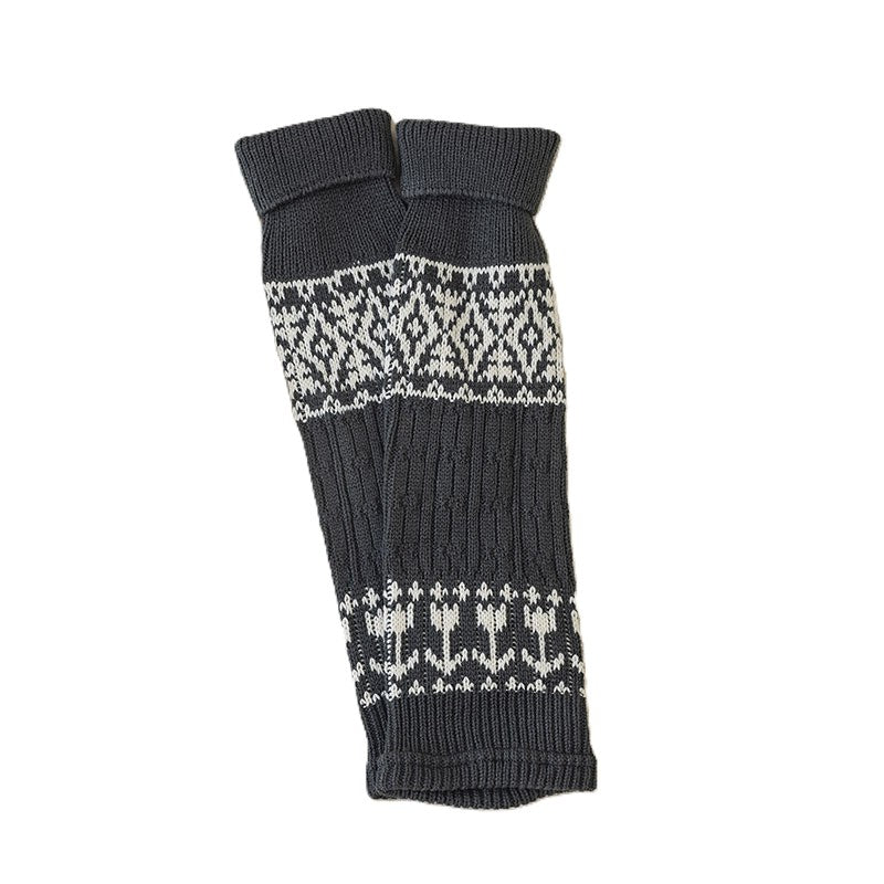 Nordic Knit Boot Cuff Leg Warmers - Dark-Grey