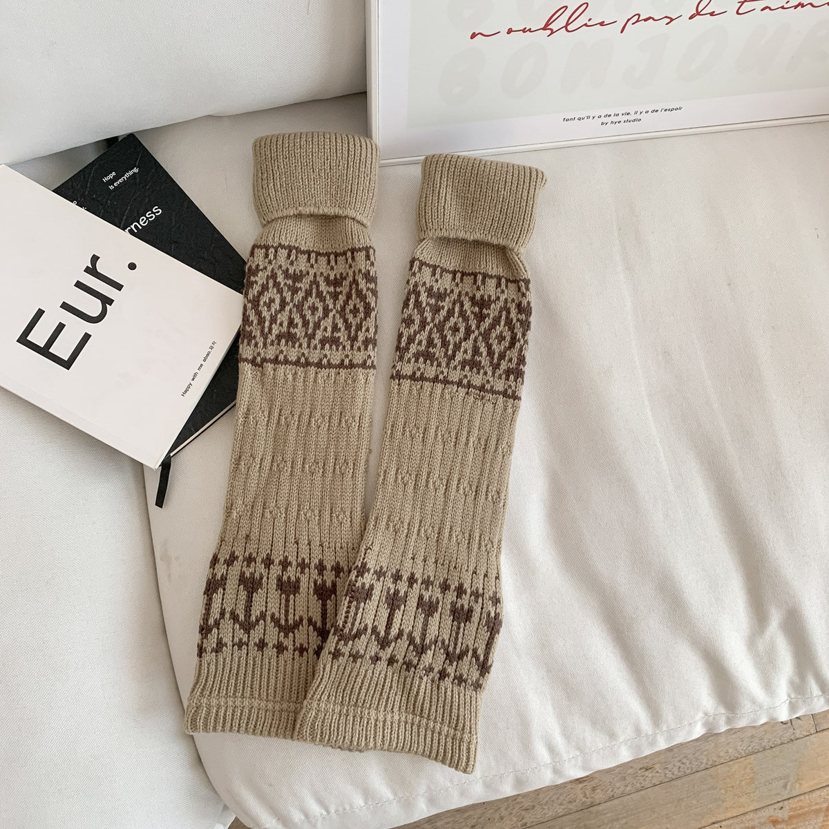 Nordic Knit Boot Cuff Leg Warmers - Khaki