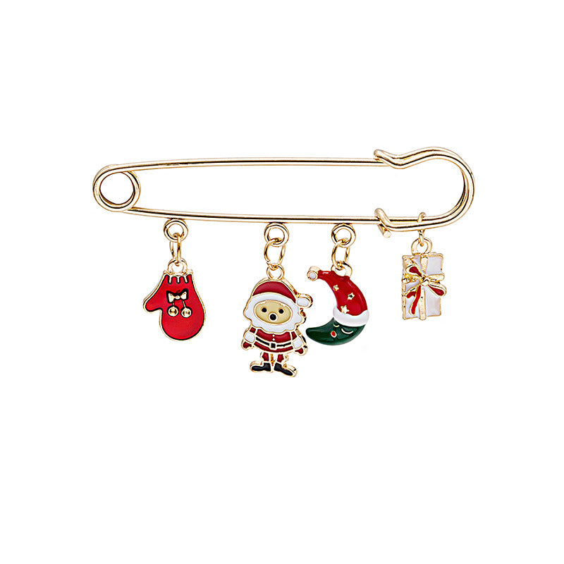 Charm Drop Safety Pin Brooch - NO-1