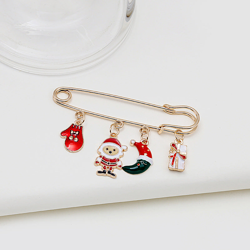 Charm Drop Safety Pin Brooch - NO-1 - 1
