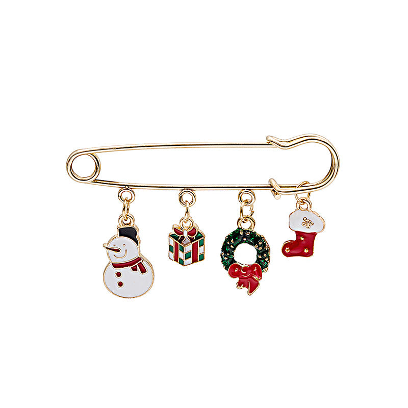 Charm Drop Safety Pin Brooch - NO-3