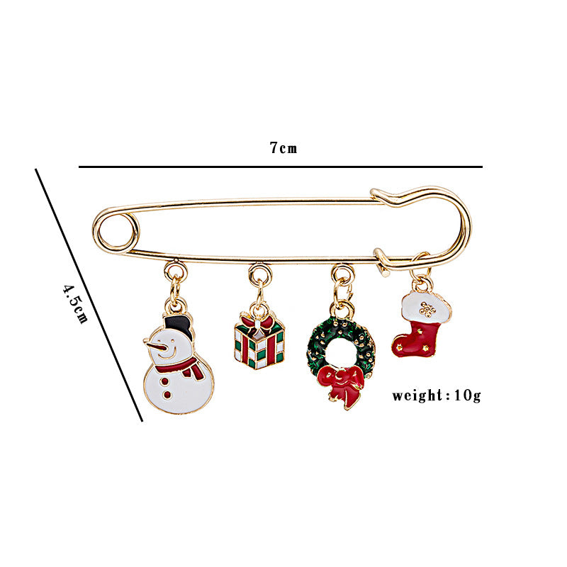 Charm Drop Safety Pin Brooch - NO-3 - 1