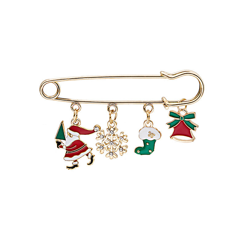 Charm Drop Safety Pin Brooch - NO-4