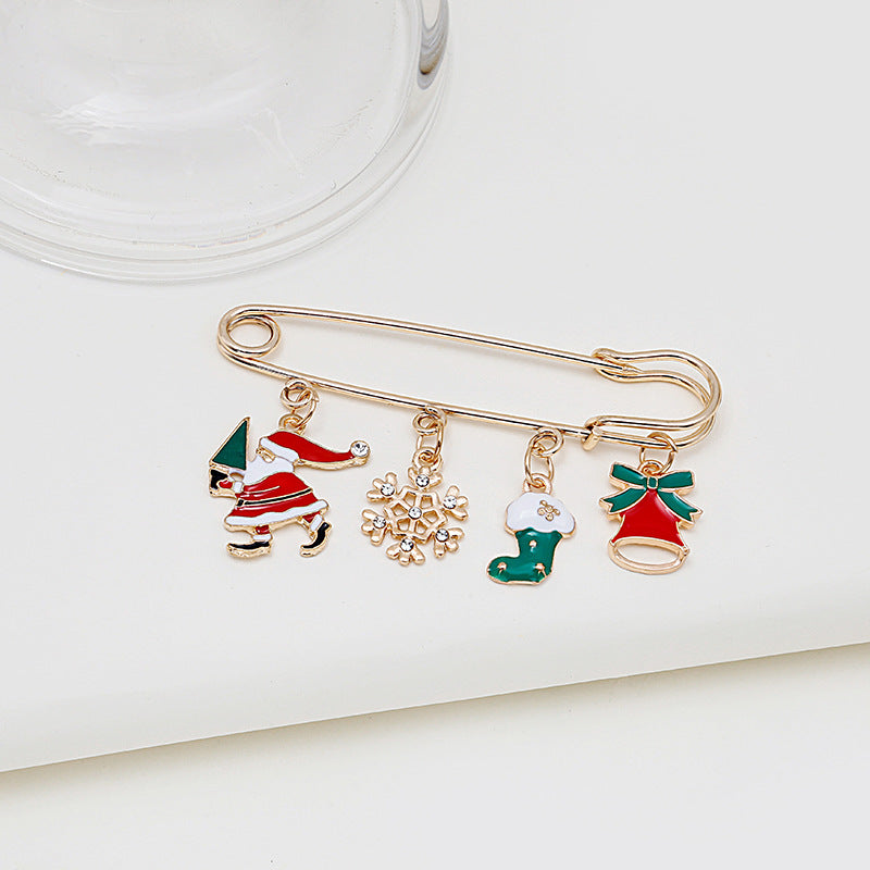 Charm Drop Safety Pin Brooch - NO-4 - 1