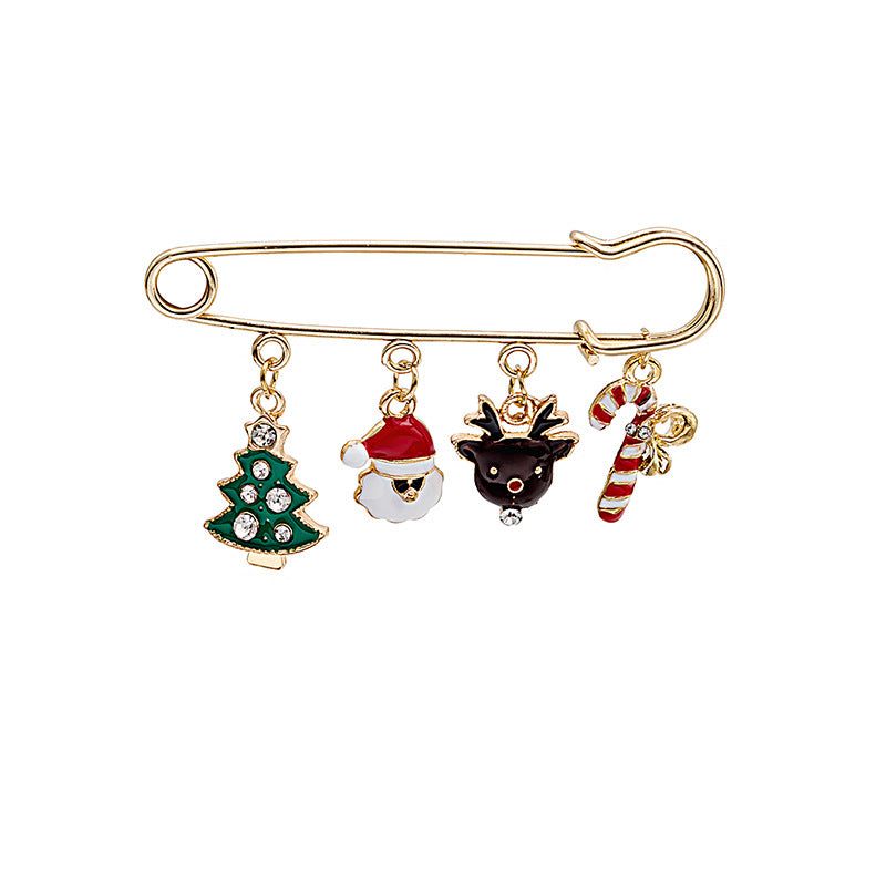 Charm Drop Safety Pin Brooch - NO-5