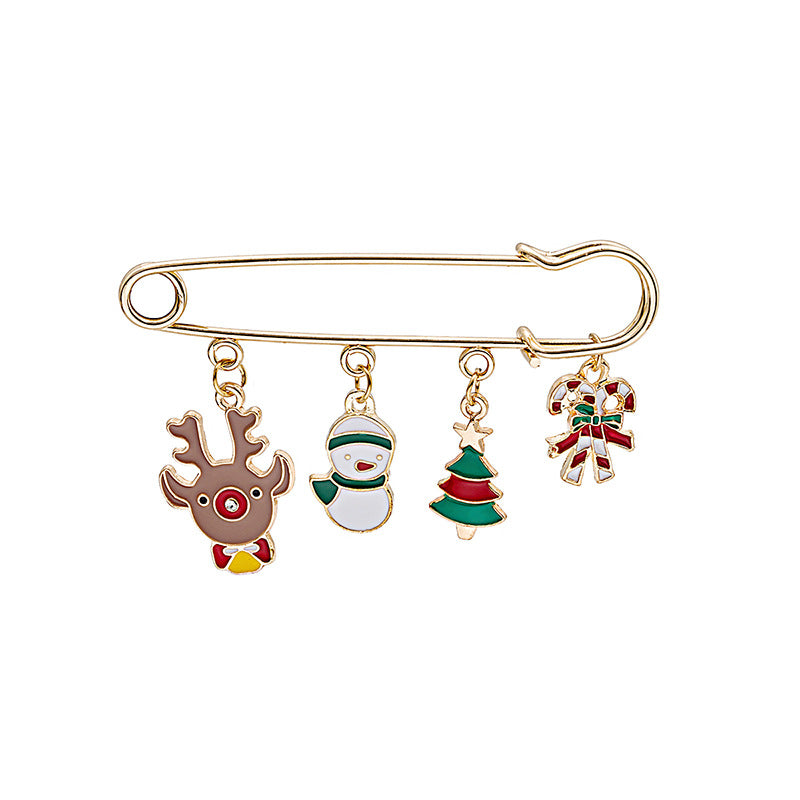 Charm Drop Safety Pin Brooch - NO-6