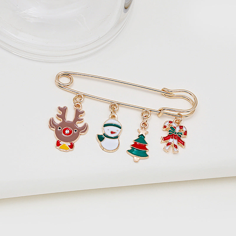 Charm Drop Safety Pin Brooch - NO-6 - 1