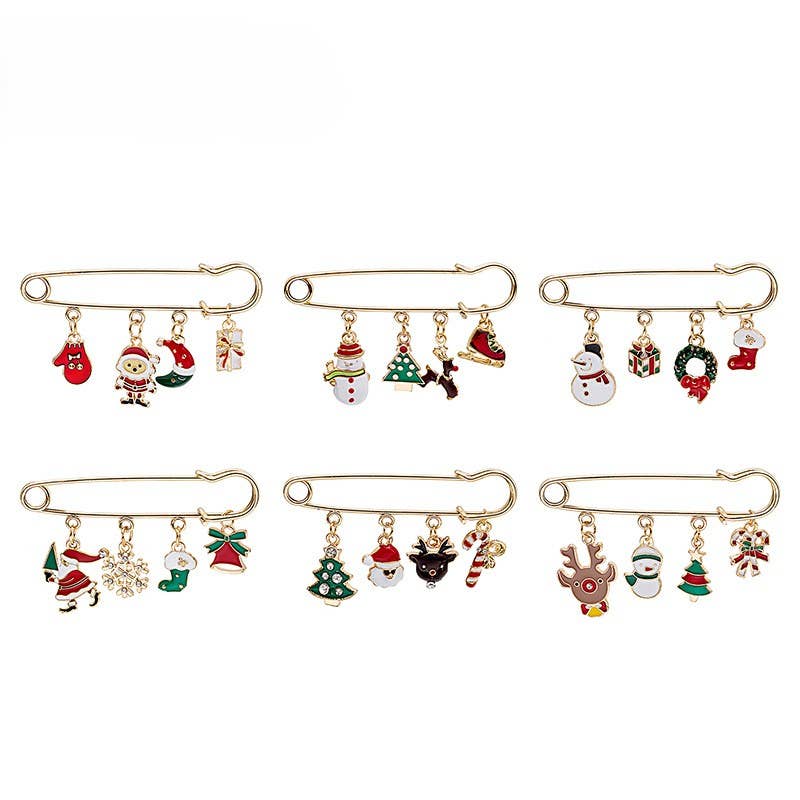 Charm Drop Safety Pin Brooch