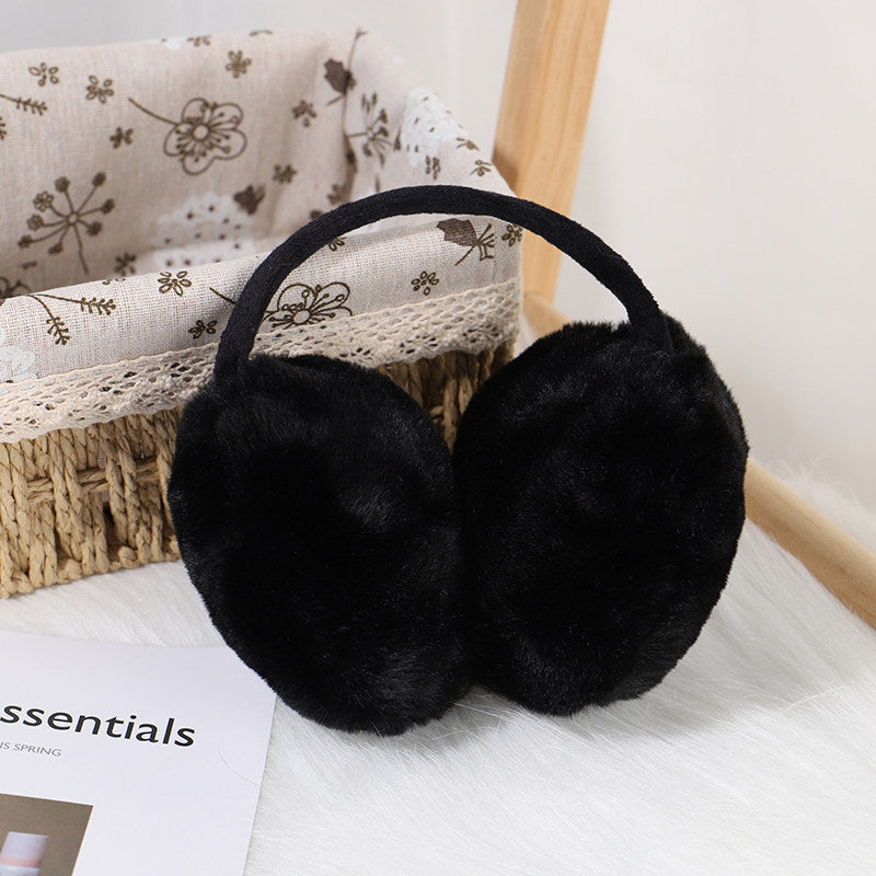 Plush Faux Fur Winter Earmuffs - Black