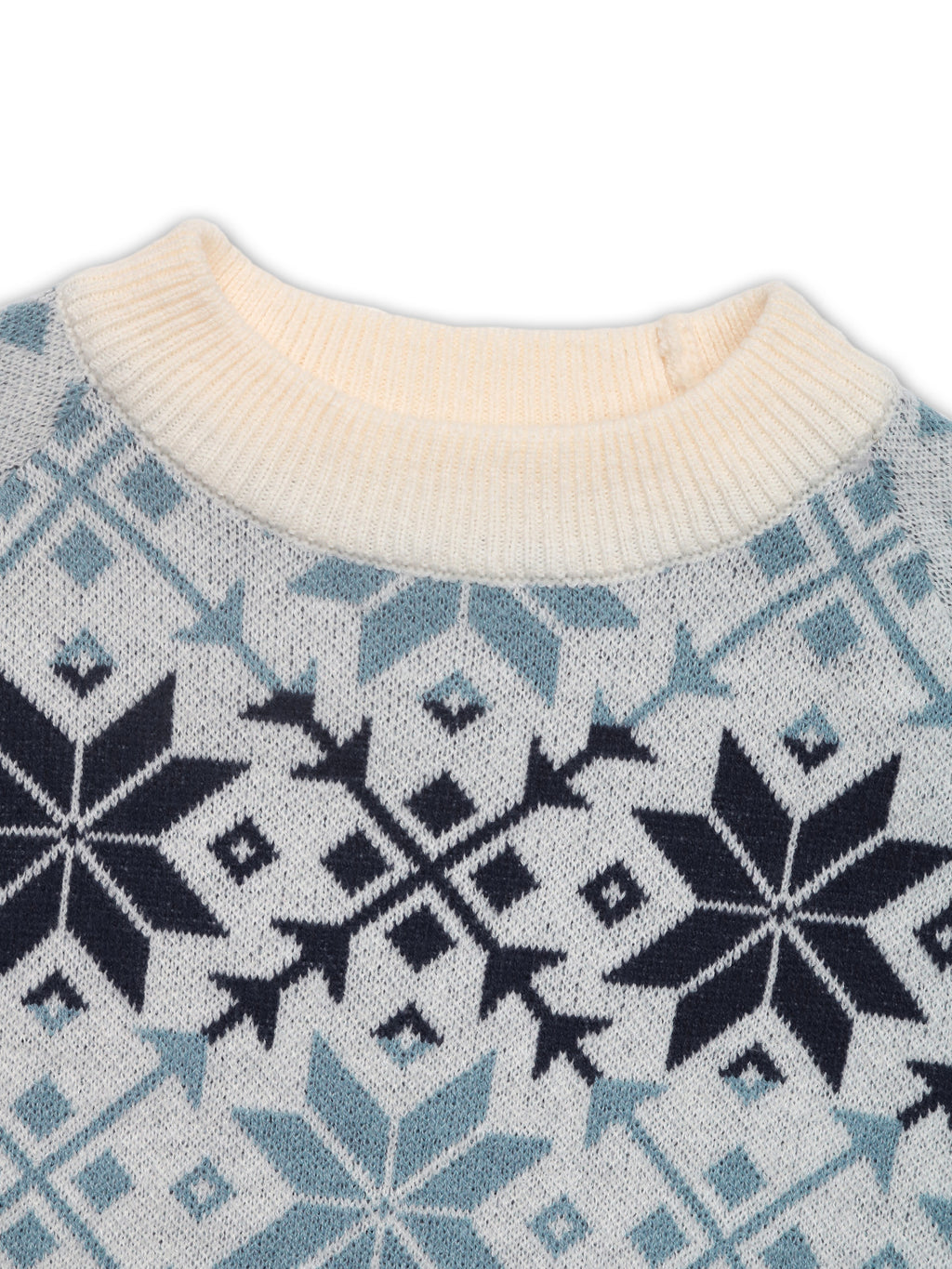 Nordic Snowflake Fair Isle Knit Sweater - Blue - 4