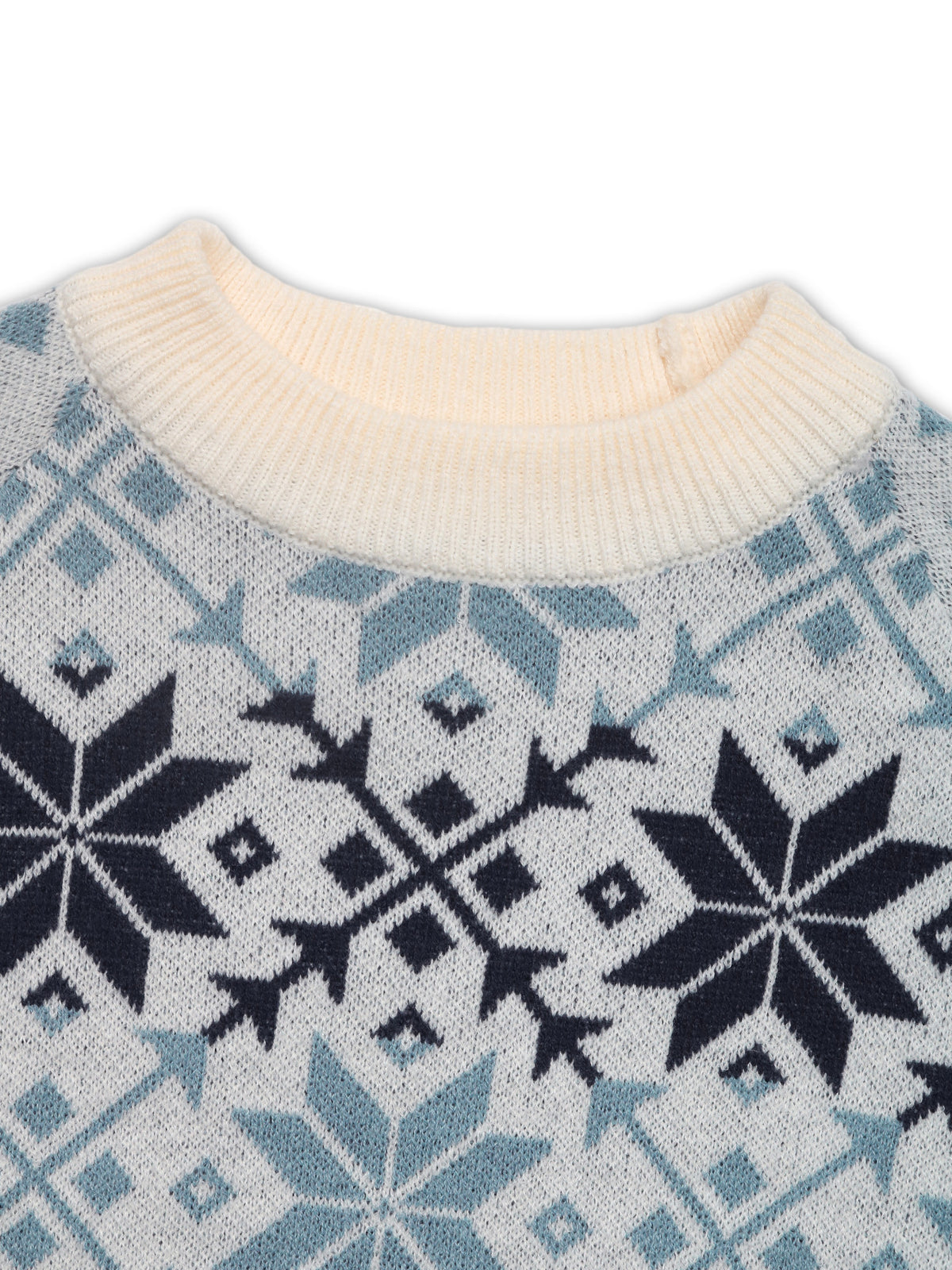 Nordic Snowflake Fair Isle Knit Sweater - Blue - 4