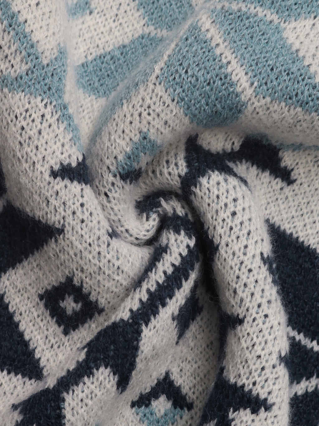 Nordic Snowflake Fair Isle Knit Sweater - Blue - 7
