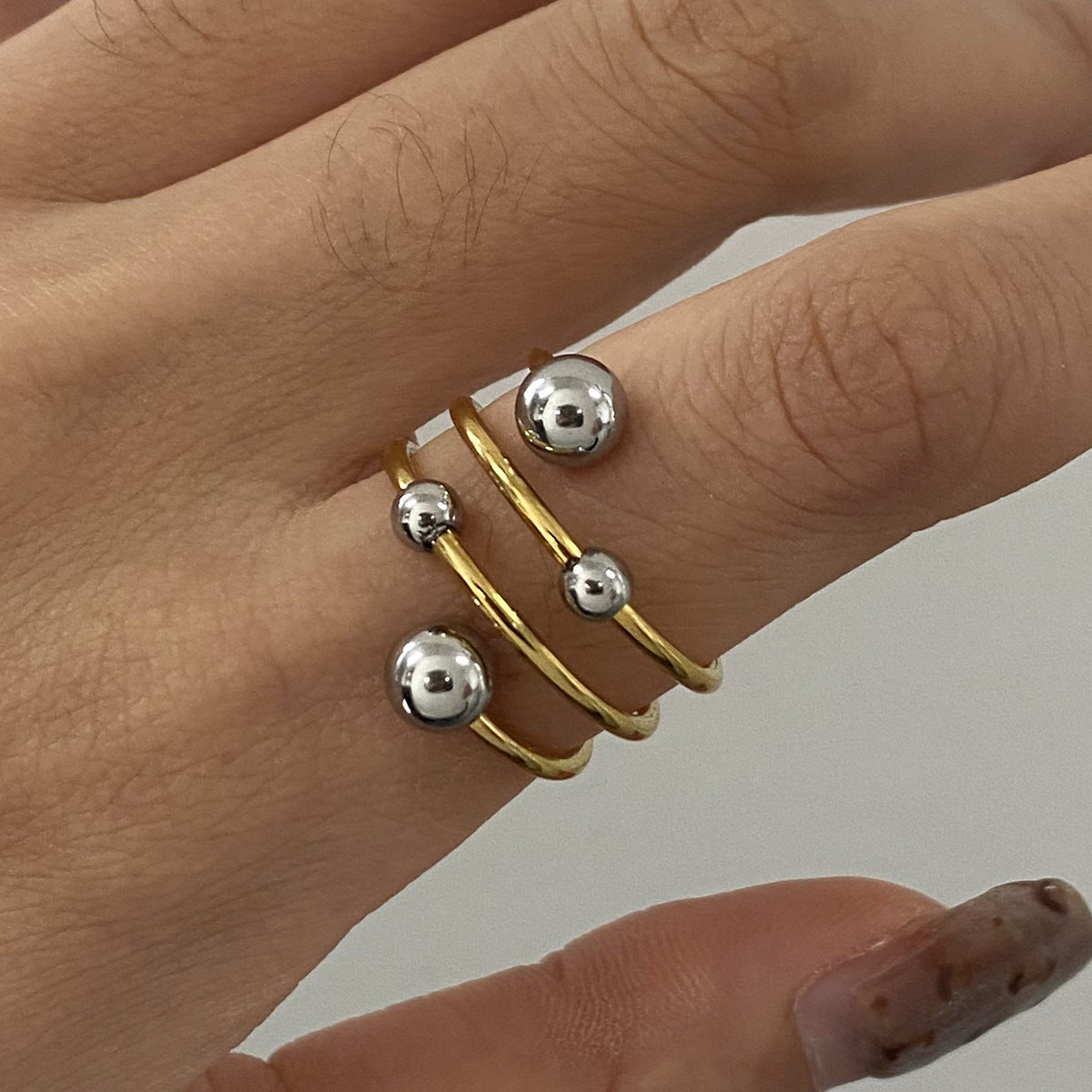 Multi Layer Coil Ball Open Ring - view 1