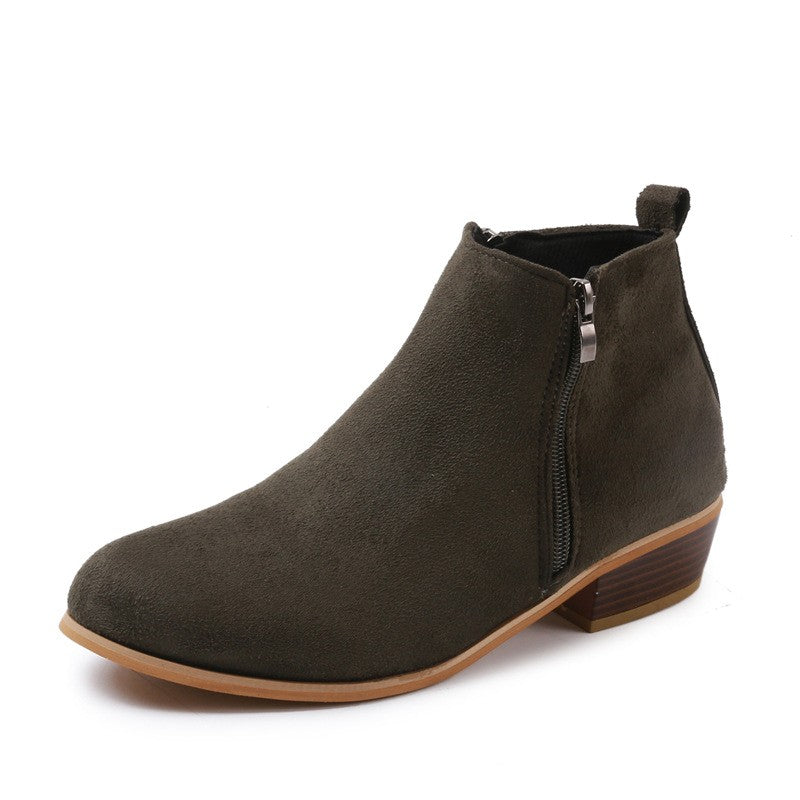 Everyday Low Stacked Heel Ankle Booties - Olive