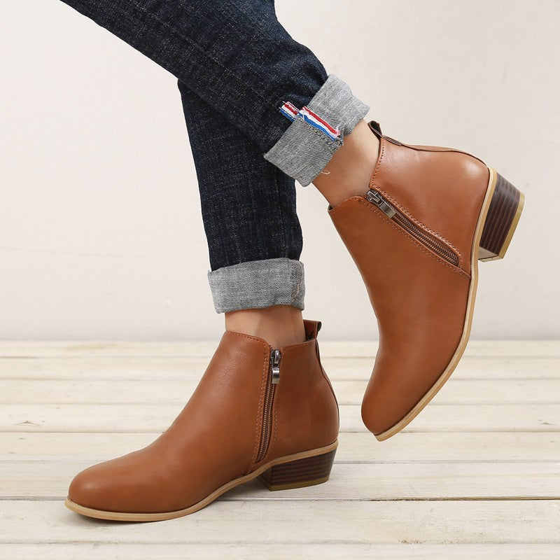 Everyday Low Stacked Heel Ankle Booties