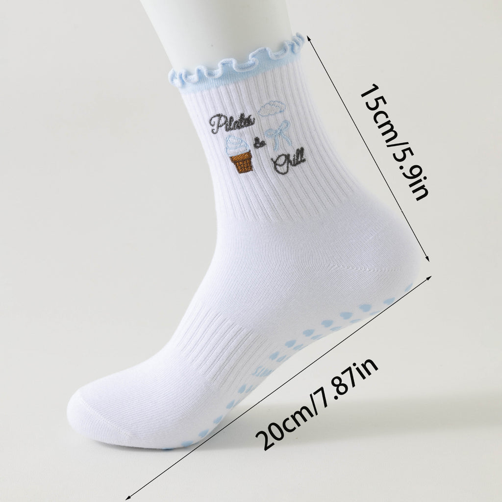 Ice Cream Frill Cuff Grip Socks - Blue - 2