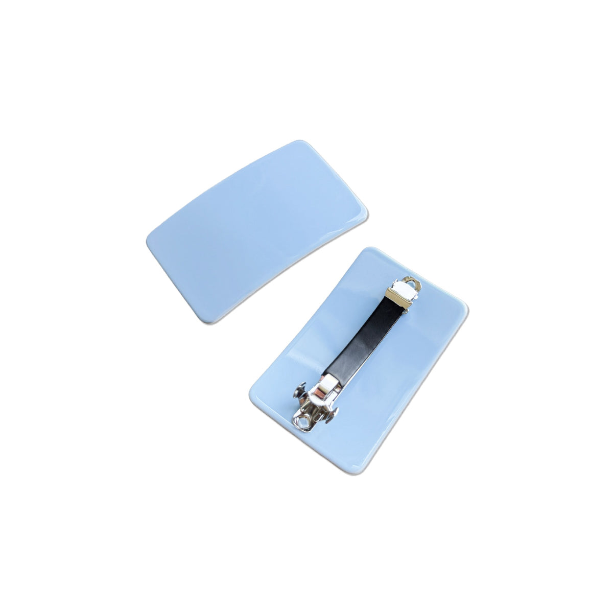 Retro Dot and Check Rectangle Barrettes - SkyBlue