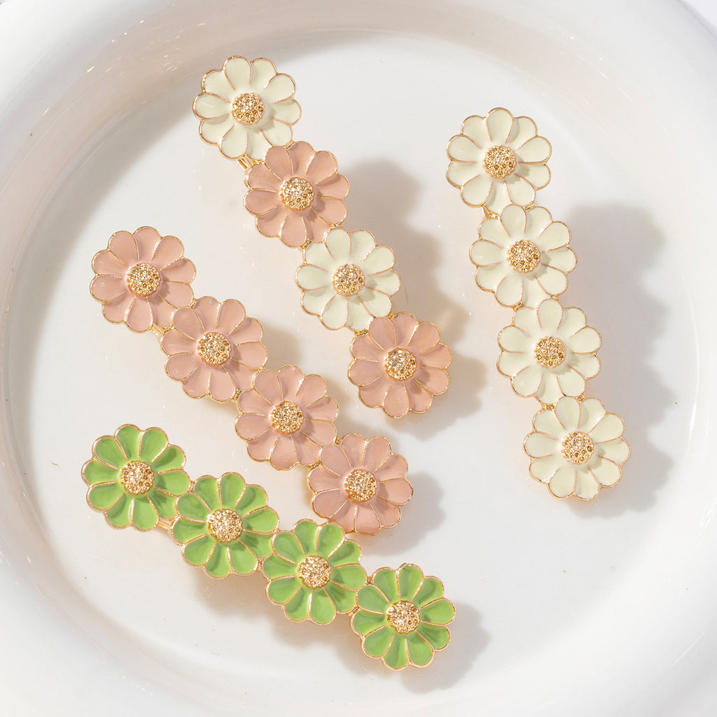 Enamel Daisy Flower Duckbill Hair Clip
