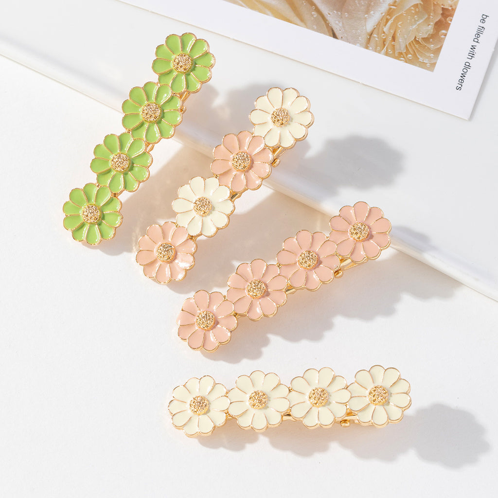 Enamel Daisy Flower Duckbill Hair Clip - view 2