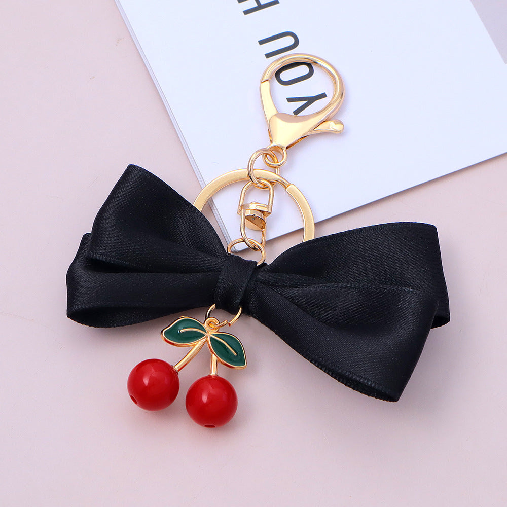 Satin Bow Cherry Charm Keychain - Color_2