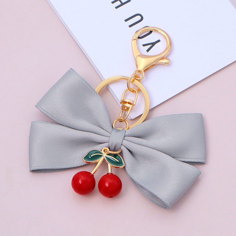 Satin Bow Cherry Charm Keychain - Color_3