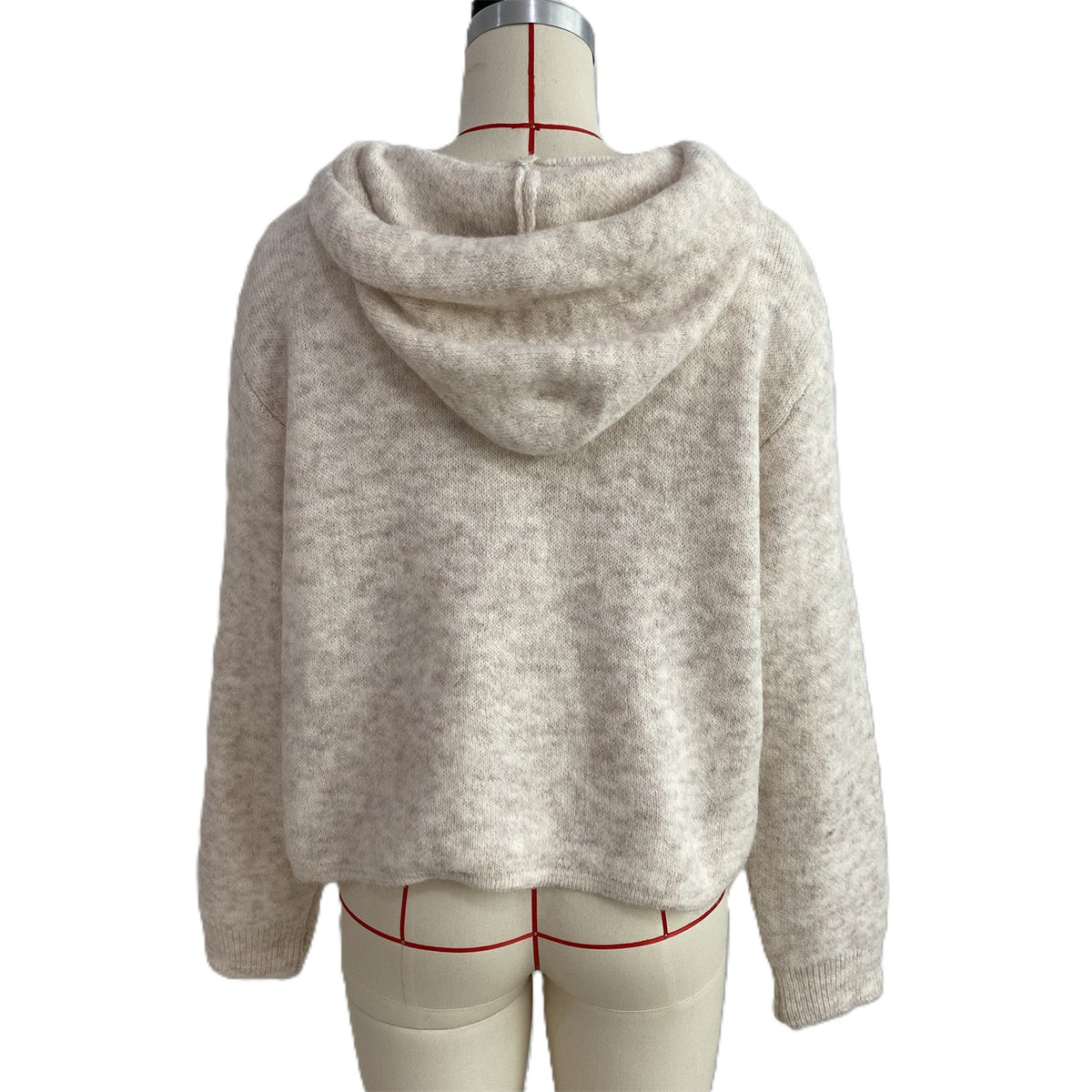 Fuzzy Hooded Knit Sweater With Bold Lettering - White - 2