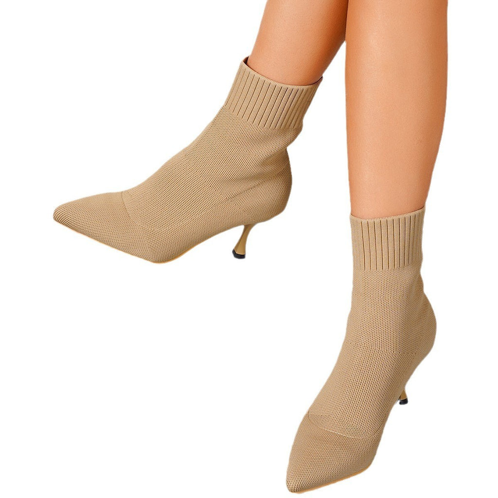 Pointed Stiletto Knit Sock Booties
