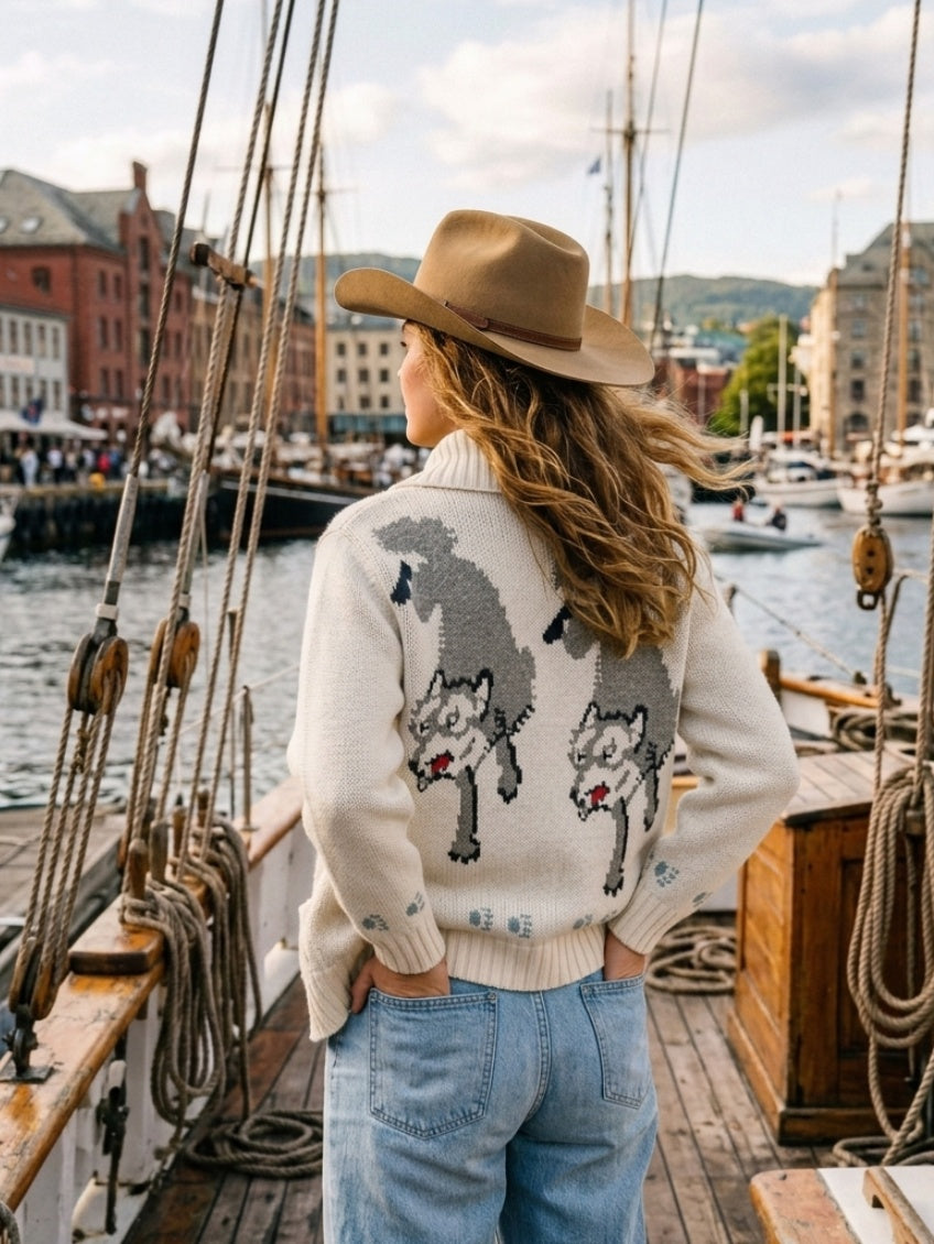 Vintage Fox Motif Zip Front Cardigan - view 2