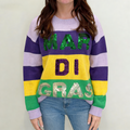 Sequin Mardi Gras Striped Knit Sweater - Purple