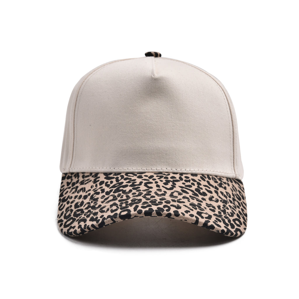 Wild Animal Print Two-Tone Structured Baseball Cap - Tan Leopard