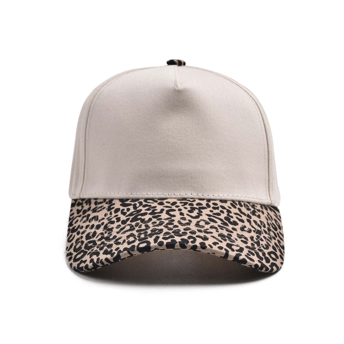 Wild Animal Print Two-Tone Structured Baseball Cap - Tan Leopard