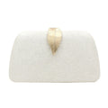 Leaf Clasp Hard Case Evening Clutch - Champagne