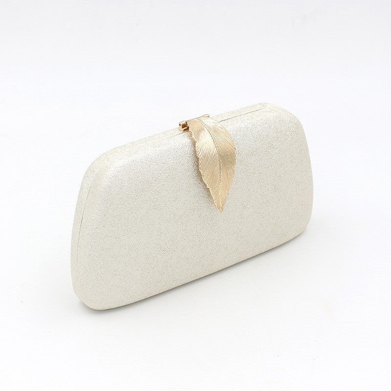 Leaf Clasp Hard Case Evening Clutch
