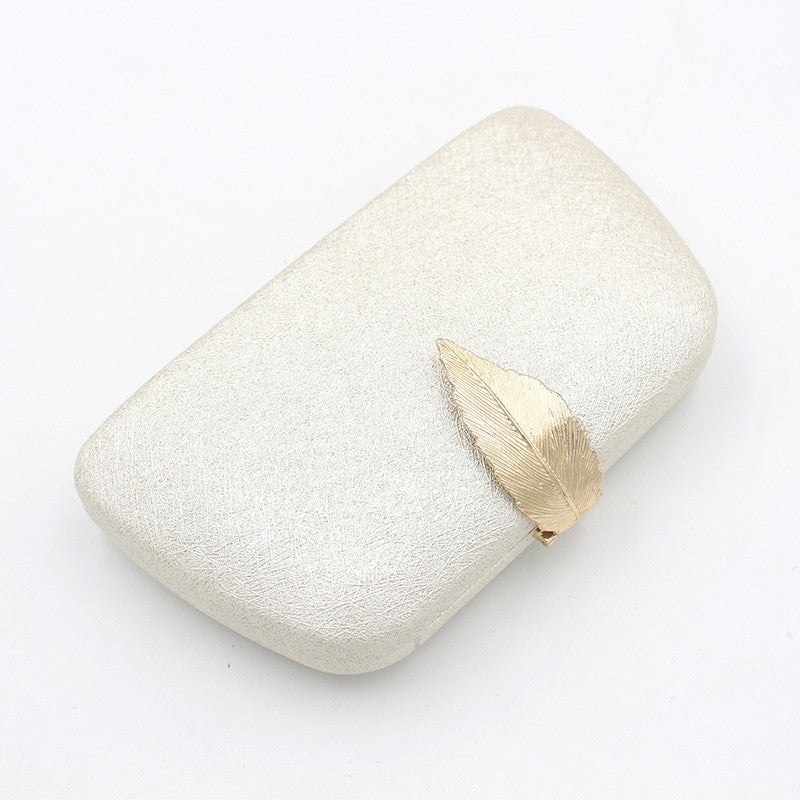 Leaf Clasp Hard Case Evening Clutch