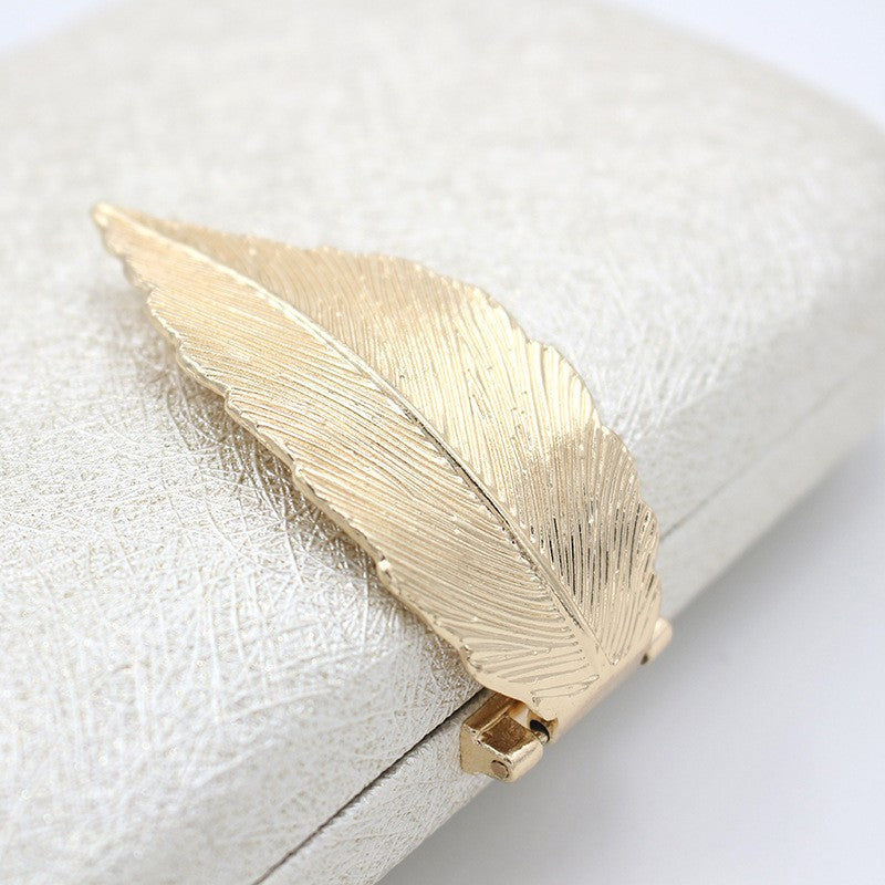 Leaf Clasp Hard Case Evening Clutch
